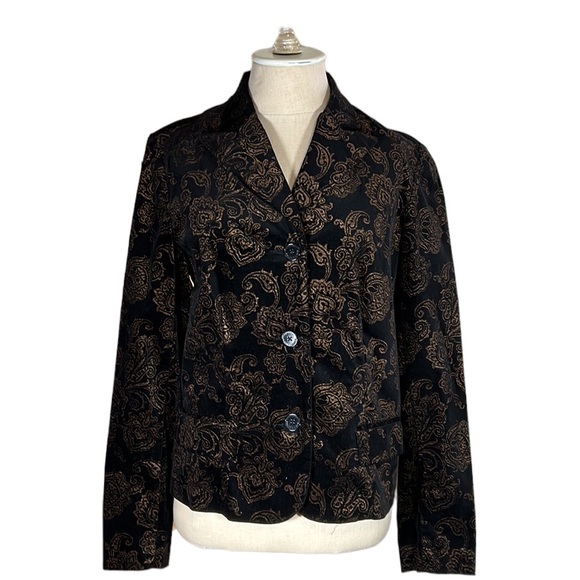 Lauren Ralph Lauren Jackets & Blazers - Lauren Ralph Lauren Black Velvet Gold Brocade Blazer